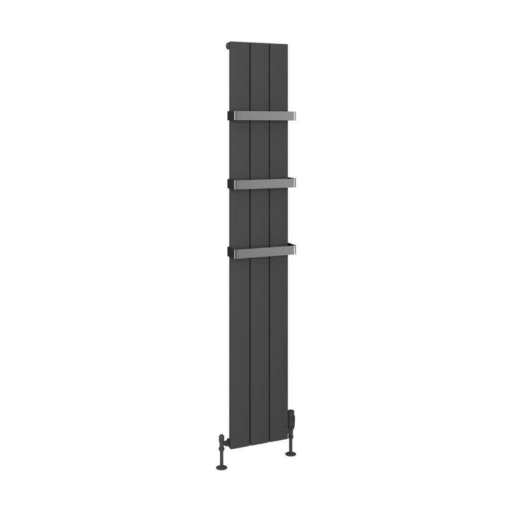 Eastbrook Panel Radiator Eastbrook Rosano Straight Vertical Aluminium Radiator in Matt Anthracite
