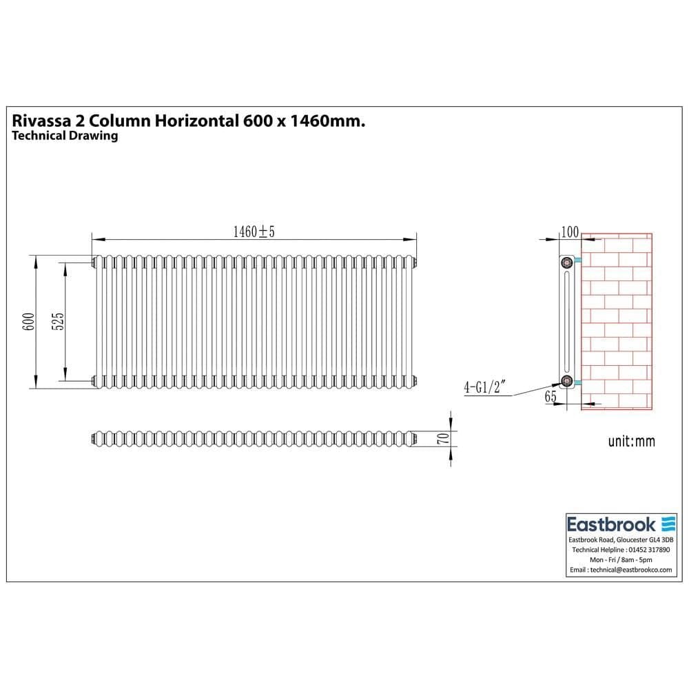 Eastbrook Rivassa Traditional 2 Column Radiator in Matt Black