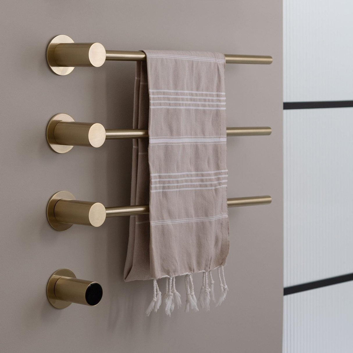 JTP Designer Towel Rail JTP Onyx Electric Designer Towel Radiator Brushed Brass