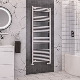 Eastbrook Wendover Curved Vertical Heated Towel Rail in White