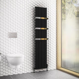 Eastbrook Panel Radiator Eastbrook Rosano Straight Vertical Aluminium Radiator in Matt Black 1800 x 375mm / Electric Only
