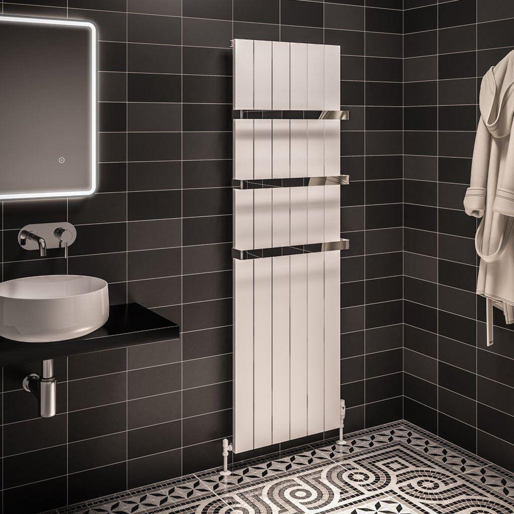 Eastbrook Panel Radiator Eastbrook Rosano Straight Vertical Aluminium Radiator in Matt White 1800 x 565mm / Dual Fuel