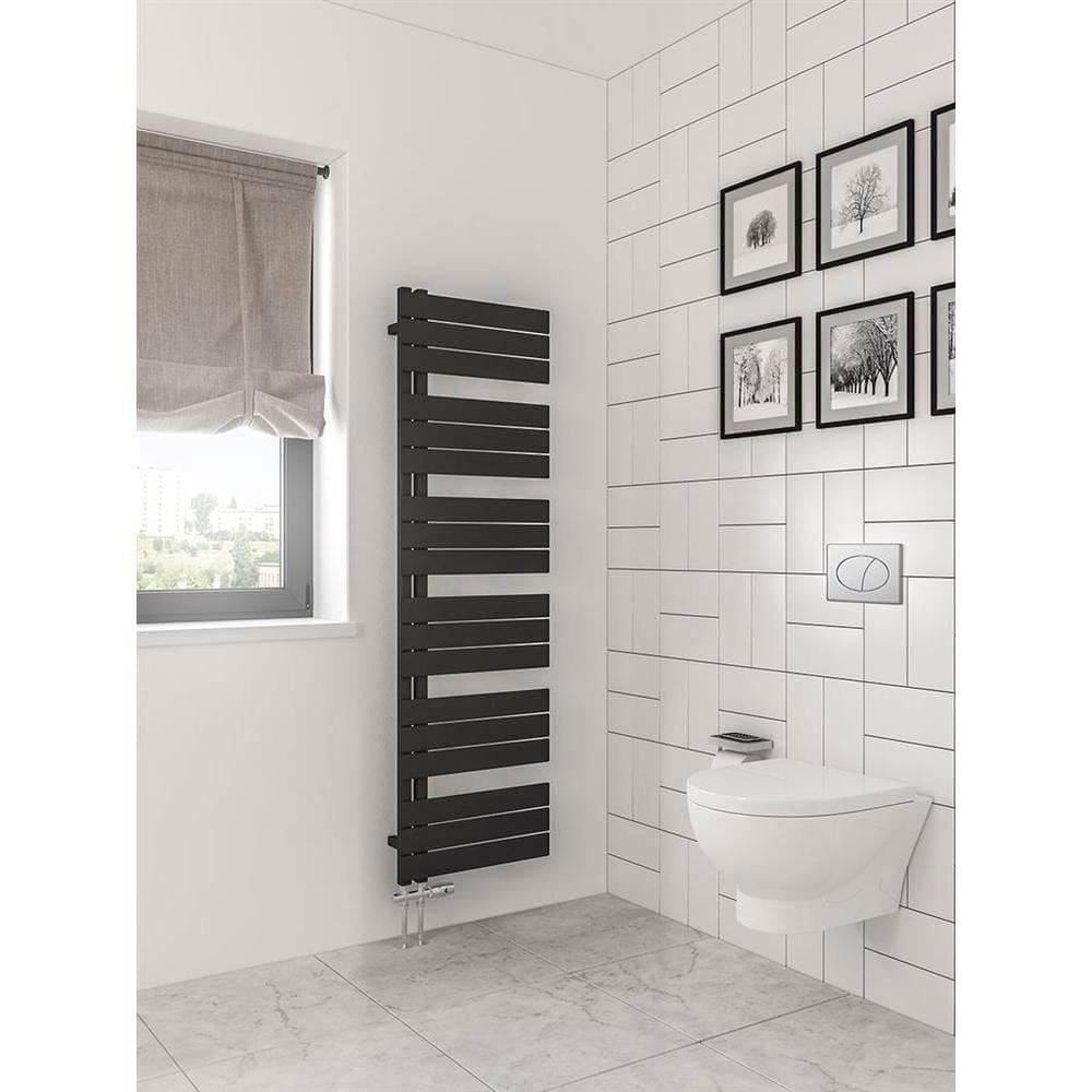 Eastbrook Designer Towel Radiator Eastbrook Helmsley Straight Vertical Designer Towel Rail in Matt Black 1640 x 500 / Dual Fuel