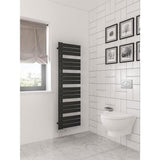 Eastbrook Designer Towel Radiator Eastbrook Helmsley Straight Vertical Designer Towel Rail in Matt Black 1640 x 500 / Dual Fuel