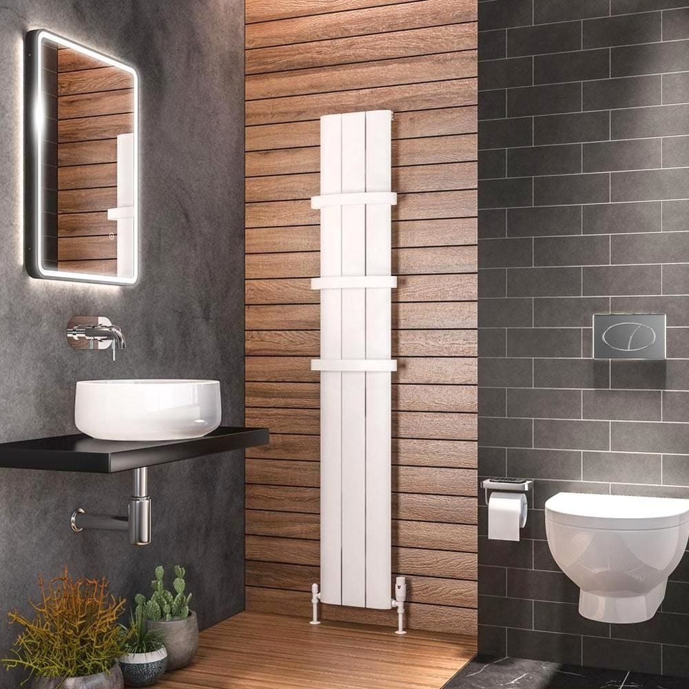 Eastbrook Panel Radiator Eastbrook Peretti Straight Vertical Aluminium Radiator in Matt White 1800 x 280 / Dual Fuel