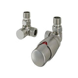 Eastbrook Radiator Valve Eastbrook Darlington Corner Thermostatic Radiator Valve with Lockshield (Pair) Brushed Nickel