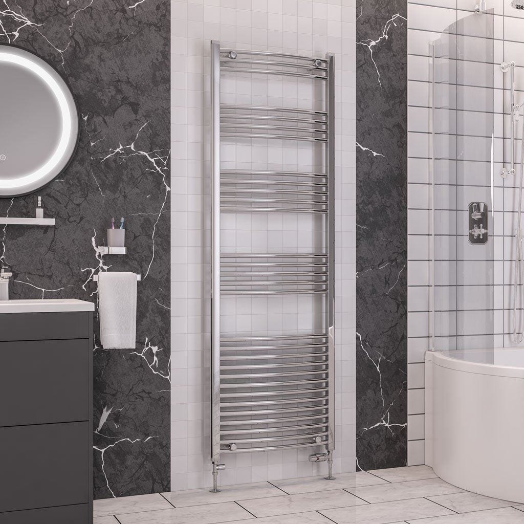Eastbrook Wendover Curved Vertical Heated Towel Rail in White
