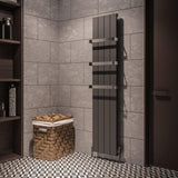 Eastbrook Panel Radiator Eastbrook Rosano Straight Vertical Aluminium Radiator in Matt Anthracite 1800 x 375mm / Dual Fuel