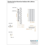 Eastbrook Panel Radiator Eastbrook Charlton Vertical Designer Radiator in Matt White
