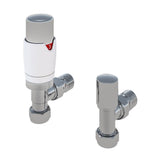 Eastbrook Radiator Valve Eastbrook Darlington Angled Thermostatic Radiator Valve with Lockshield (Pair) Chrome/Gloss White