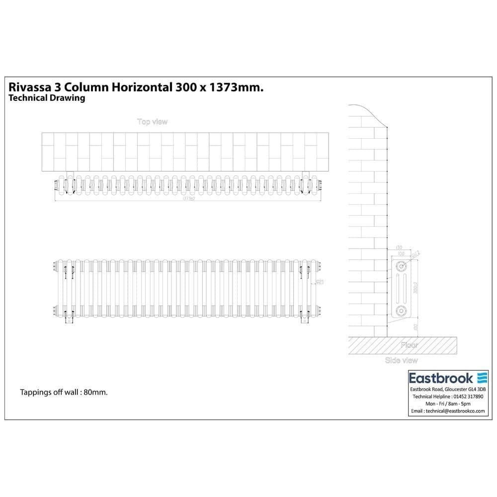 Eastbrook Rivassa Traditional 3 Column Radiator in Matt Black