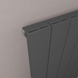Eastbrook Panel Radiator Eastbrook Rosano Straight Vertical Aluminium Radiator in Matt Anthracite