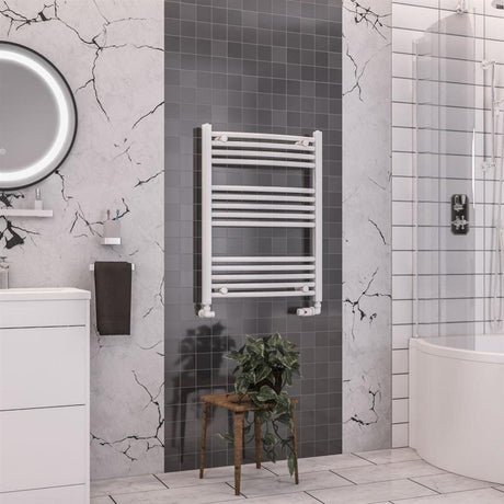 Eastbrook Ladder Rail Eastbrook Wendover Curved Vertical Heated Towel Rail - 800 x 600mm in White