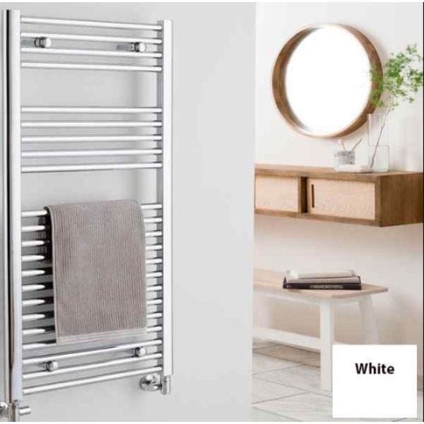 Vogue Ladder Rails Vogue Focus Straight Towel Rail in White 1500 x 500 / Central Heating