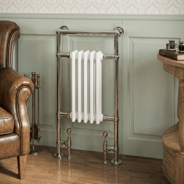Eastbrook Inset Radiator Eastbrook Avon Straight Vertical Traditional Radiator - 960 x 500mm in Chrome/White