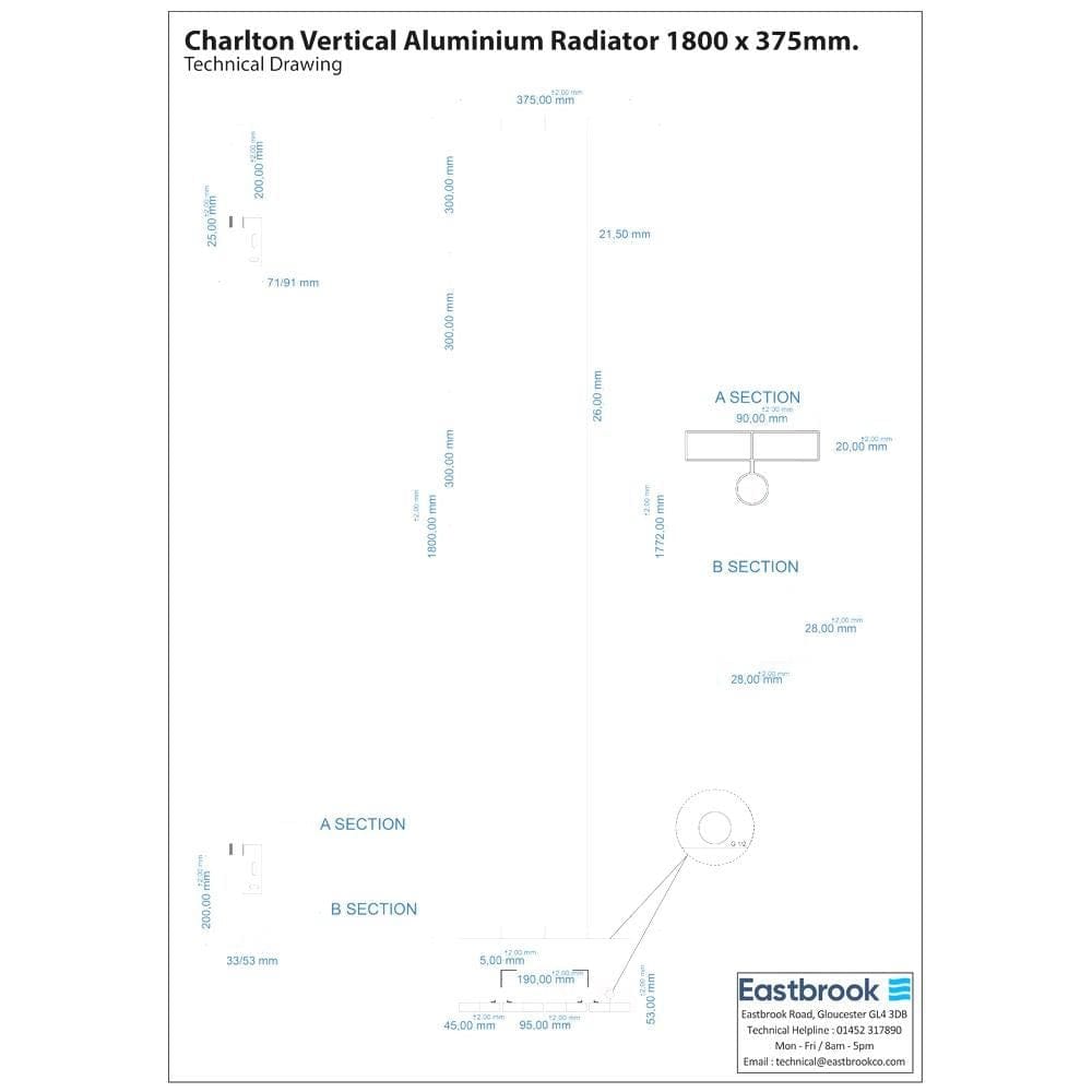 Eastbrook Panel Radiator Eastbrook Charlton Vertical Designer Radiator in Matt White