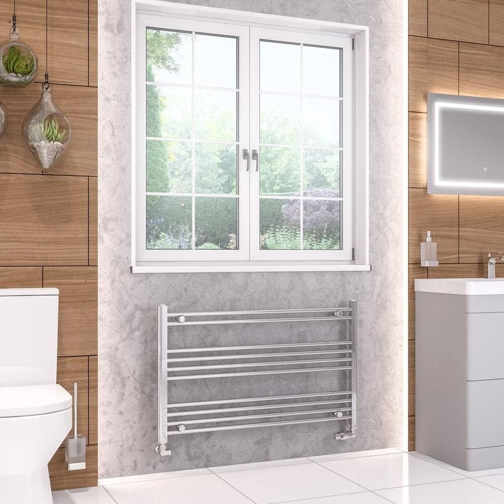 Eastbrook Ladder Rail Eastbrook Wendover Straight Heated Towel Rail in Chrome 600 x 1000mm / Dual Fuel