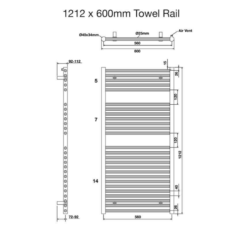 Tissino Ladder Rails Tissino Hugo2 Designer Towel Radiator in Anthracite