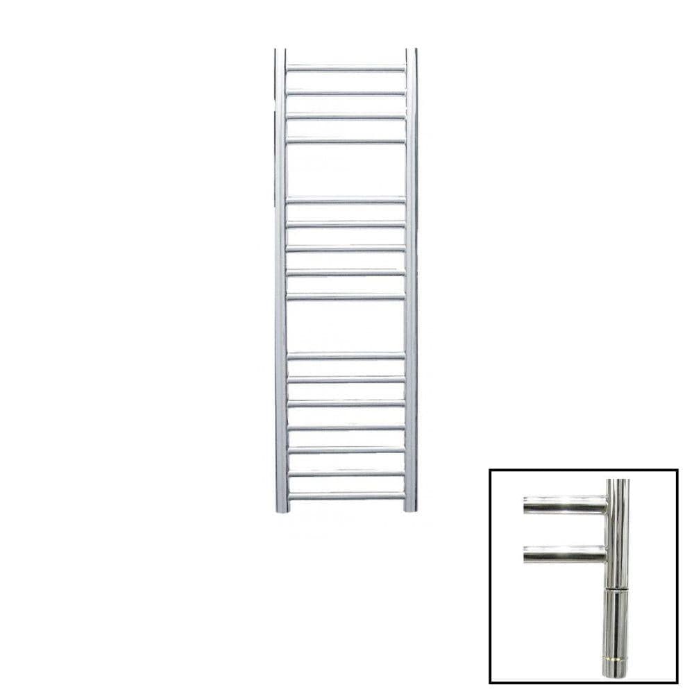 JIS Ladder Rail JIS Sussex Steyning Vertical Stainless Steel Heated Towel Rail 1000 x 300mm / Electric Only with Cylindrical Adjustable Element / Polished Chrome