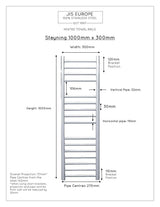 JIS Ladder Rail JIS Sussex Steyning Vertical Stainless Steel Heated Towel Rail