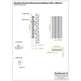 Eastbrook Panel Radiator Eastbrook Charlton Vertical Designer Radiator in Matt White