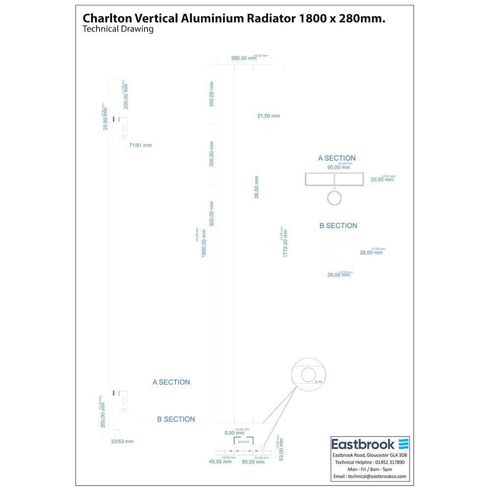 Eastbrook Panel Radiator Eastbrook Charlton Vertical Designer Radiator in Matt White
