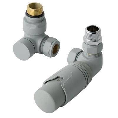 Totally Rads Eastbrook Biava Thermostatic Corner Radiator Valve and Lockshield - Matt Grey - 12.054
