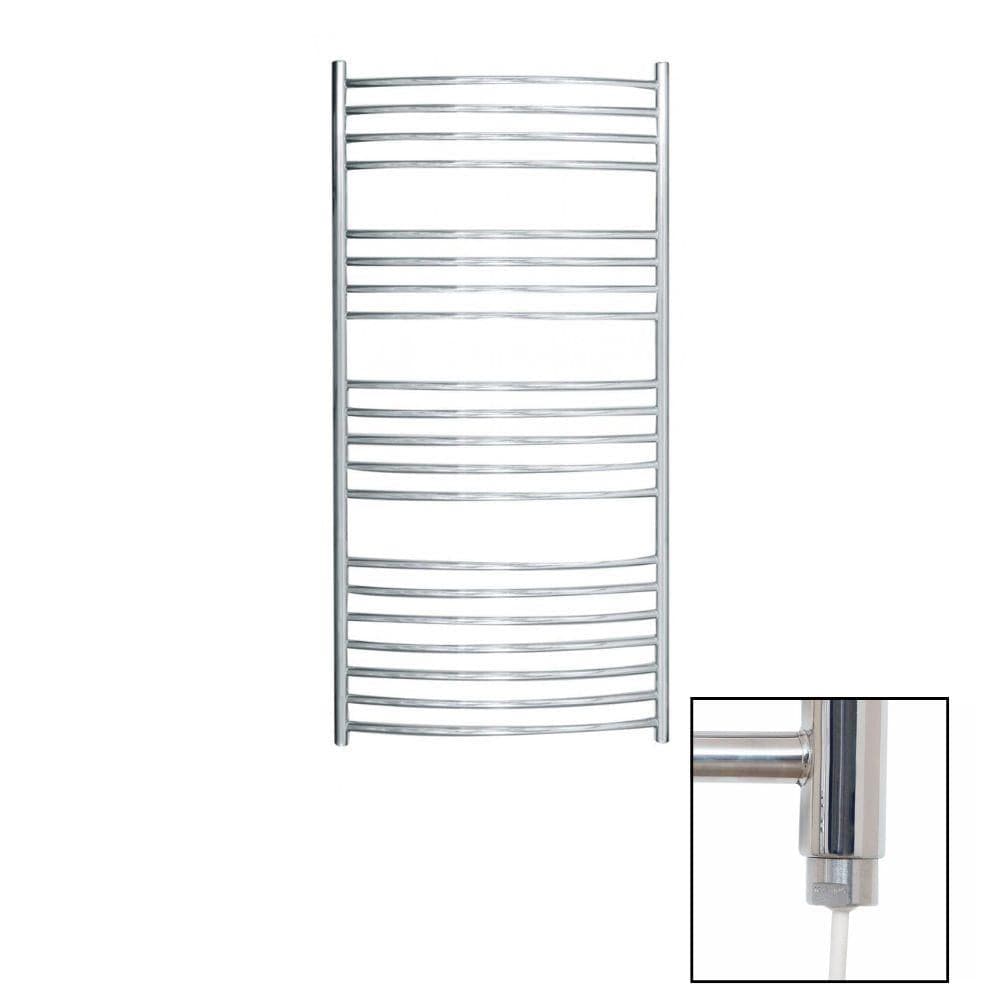 JIS Ladder Rail JIS Sussex Adur Vertical Stainless Steel Curved Heated Towel Rail 1250 x 620mm / Electric Only / Polished Chrome