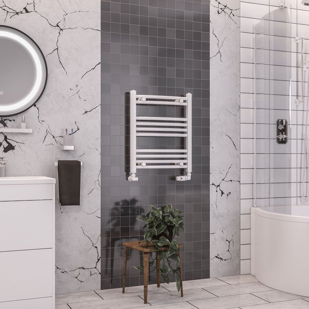 Eastbrook Wendover Curved Vertical Heated Towel Rail in White
