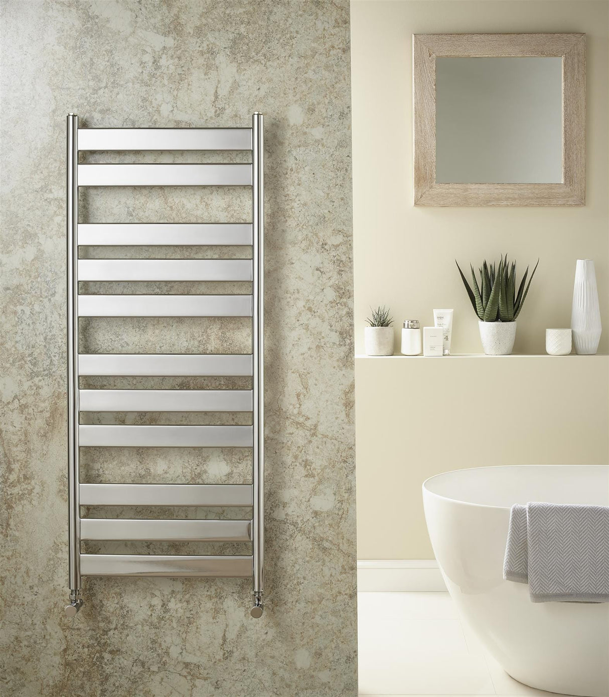Redroom Designer Towel Radiator Redroom Azor Straight Vertical Designer Towel Rail in Chrome 1200 x 500 / Central Heating