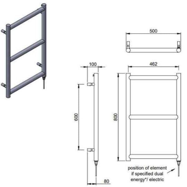 Vogue Grace Straight Designer Towel Rail in Chrome