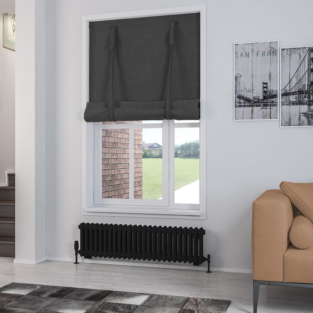 Eastbrook Column Radiator Eastbrook Rivassa Traditional 2 Column Radiator in Matt Black 300 x 1148 / Central Heating
