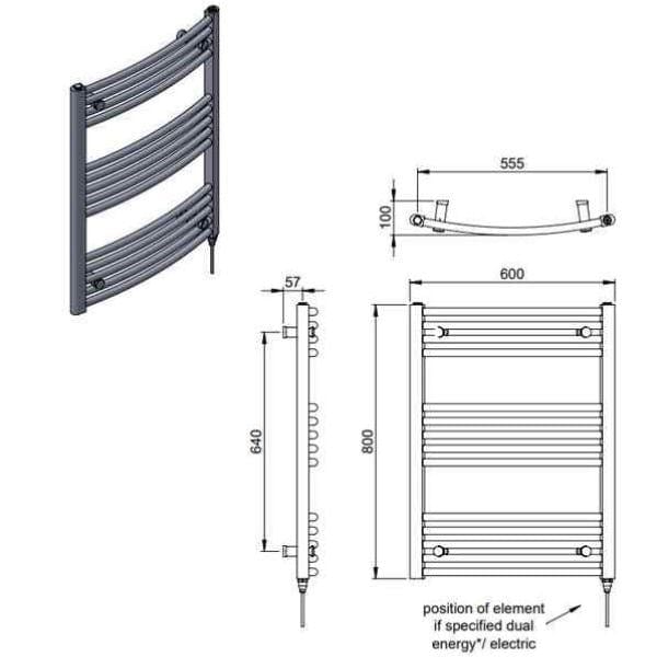 Vogue Ladder Rail Vogue Combes Curved Ladder Towel Rail in Chrome 800 x 600 / Central Heating