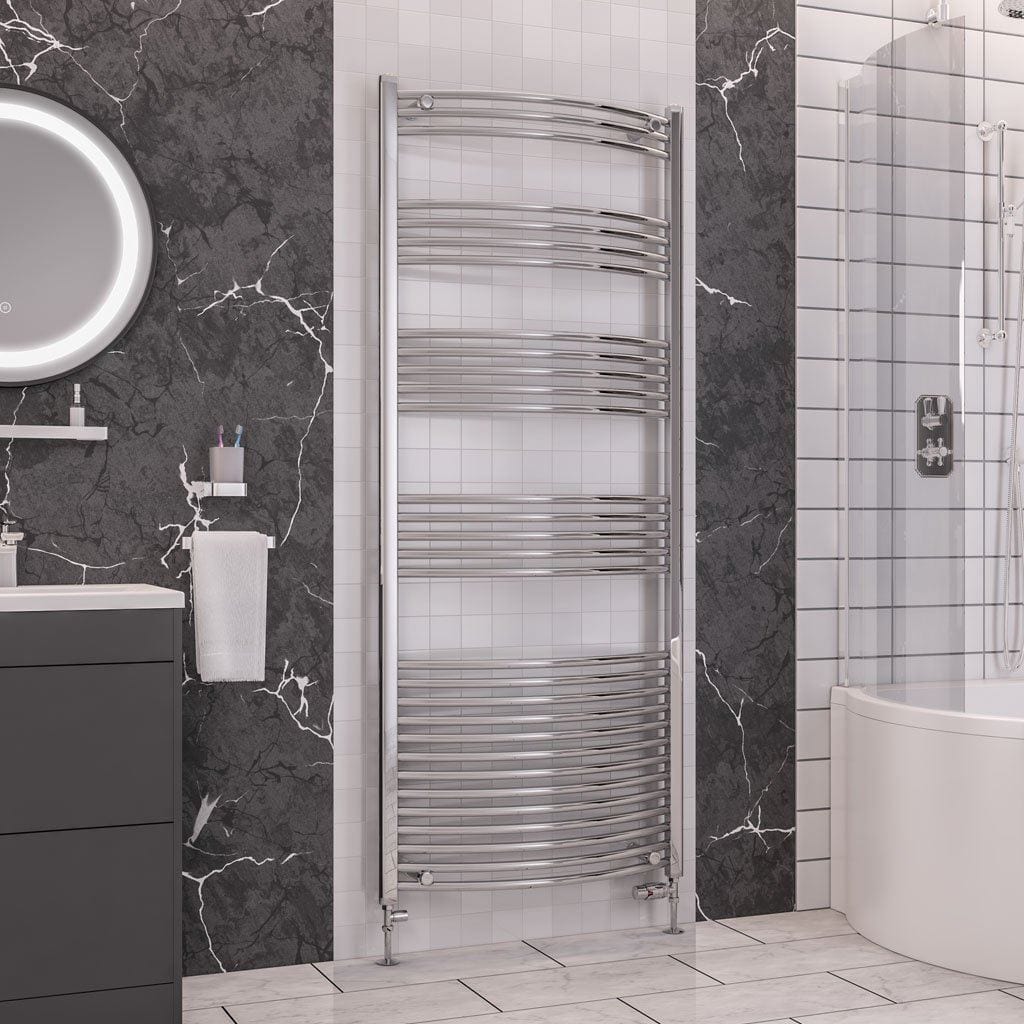 Eastbrook Wendover Curved Vertical Heated Towel Rail in White