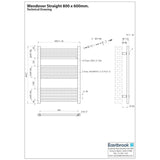 Eastbrook Wendover Straight Vertical Heated Towel Rail in White