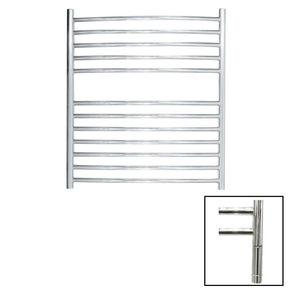 JIS Ladder Rail JIS Sussex Camber Vertical Stainless Steel Curved Heated Towel Rail 700 x 620mm / Electric Only with Cylindrical Adjustable Element / Polished Chrome
