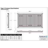 Aquarius Bathrooms Type 11 Aquarius Type 11 Compact Panel Radiator In Gloss White