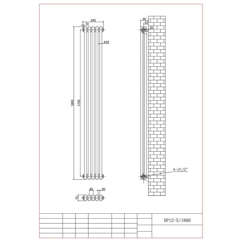 Aquarius Bathrooms Column Radiator Aquarius Foundry Vertical 2 Column Radiator in White