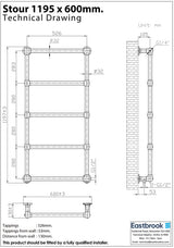 Eastbrook Traditional Towel Rail Eastbrook Stour Vertical Traditional Heated Towel Rail in Brushed Brass