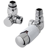 Eastbrook Biava Thermostatic Corner Radiator Valve and Lockshield - Chrome/White - 12.049