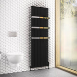 Eastbrook Panel Radiator Eastbrook Rosano Straight Vertical Aluminium Radiator in Matt Black 1800 x 565mm / Electric Only