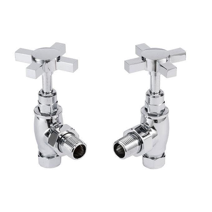 Vogue Radiator Valves Vogue Crosshead Manual Angled Radiator Valves (Pair) in Chrome