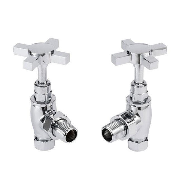 Vogue Radiator Valves Vogue Crosshead Manual Angled Radiator Valves (Pair) in Chrome
