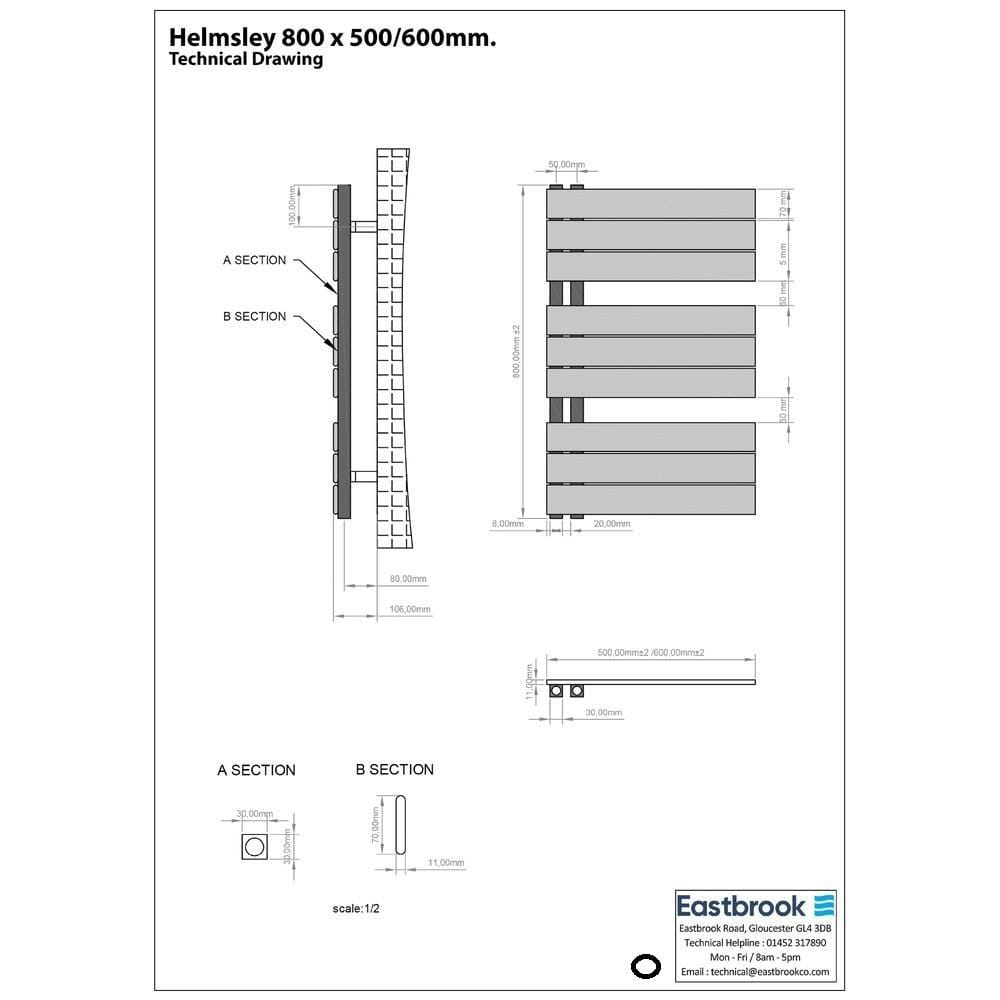 Eastbrook Designer Towel Radiator Eastbrook Helmsley Straight Vertical Designer Towel Rail in Matt Black