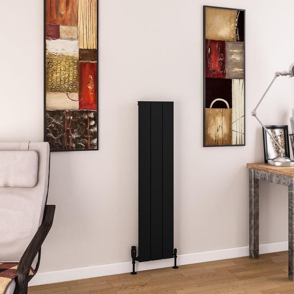 Eastbrook Panel Radiators Eastbrook Charlton Vertical Designer Radiator in Matt Black 1200 x 280 / Central Heating