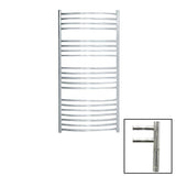 JIS Ladder Rail JIS Sussex Adur Vertical Stainless Steel Curved Heated Towel Rail 1250 x 620mm / Electric Only with Cylindrical Adjustable Element / Polished Chrome
