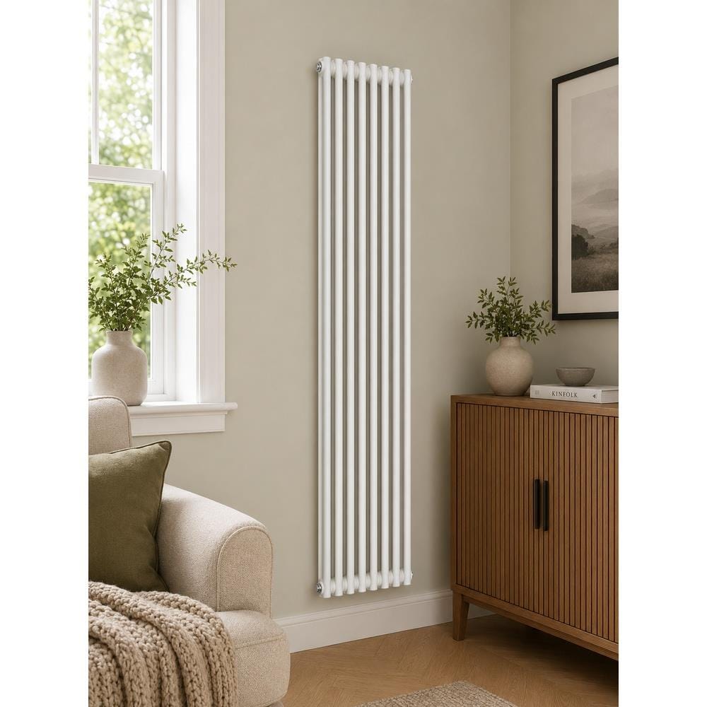Aquarius Bathrooms Column Radiator Aquarius Foundry Vertical 2 Column Radiator in White 1800 x 425mm