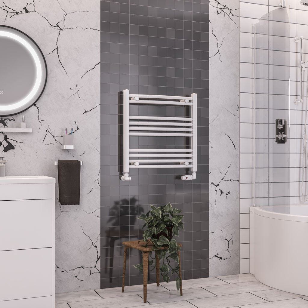 Totally Rads Ladder Rails Eastbrook Wendover Curved Vertical Heated Towel Rail in White 600 x 600 / Central Heating