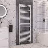 Totally Rads Ladder Rails Eastbrook Wendover Curved Vertical Heated Towel Rail in White 1800 x 600 / Dual Fuel