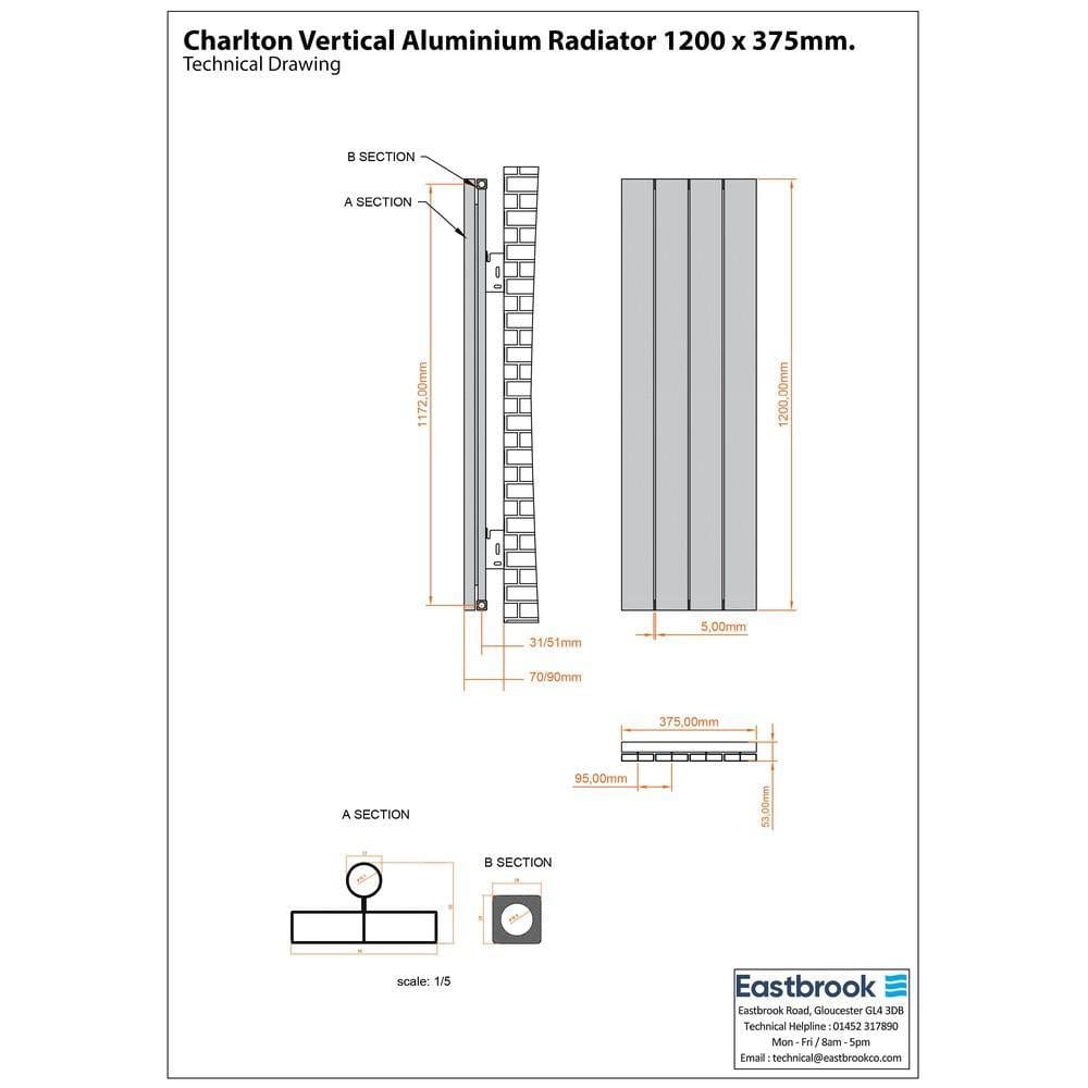 Eastbrook Charlton Vertical Designer Radiator in Matt Black
